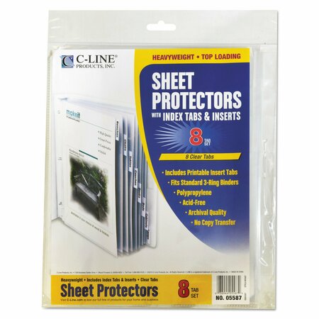 C-Line Products Sheet Protector, Tabs, Clear, PK8 5587